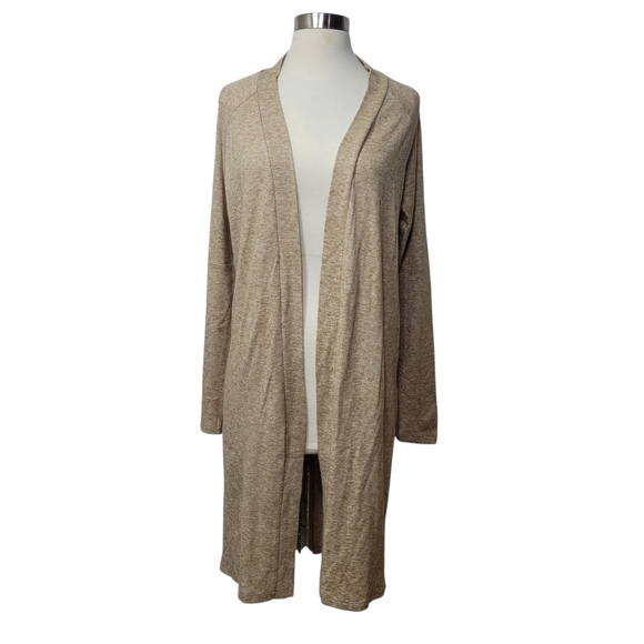 Halston Heritage Light Brown Heathered Cozy Open Front Duster Sweater Size M - Picture 1 of 11